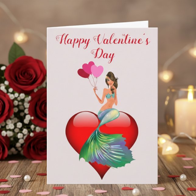 Happy Valentine's Day Romantic Mermaid Card (Creator Uploaded)