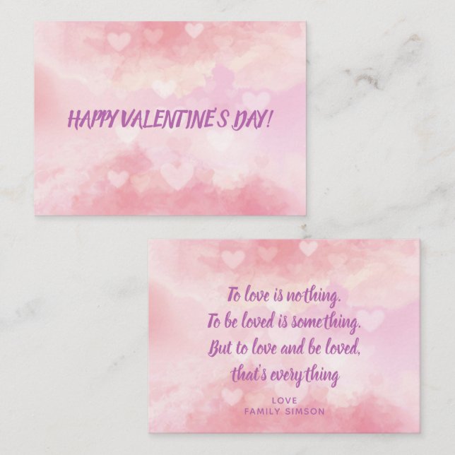 Happy Valentine's Day Romantic Pink Hearts Card (Front/Back)
