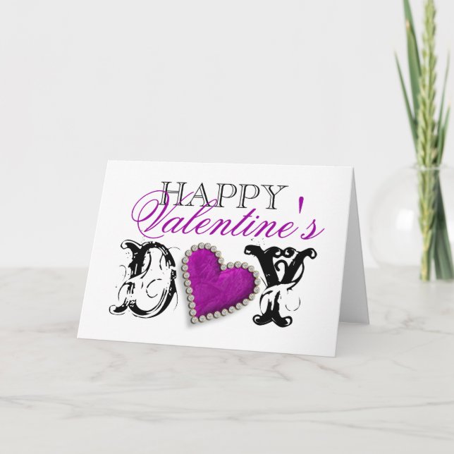"Happy Valentine's day" romantic purple love Holiday Card (Front)