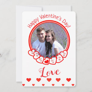 Happy Valentine's Day Romantic Red Hearts Photo Holiday Card