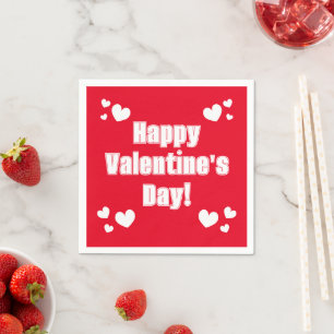 Happy Valentine's Day romantic red paper napkins