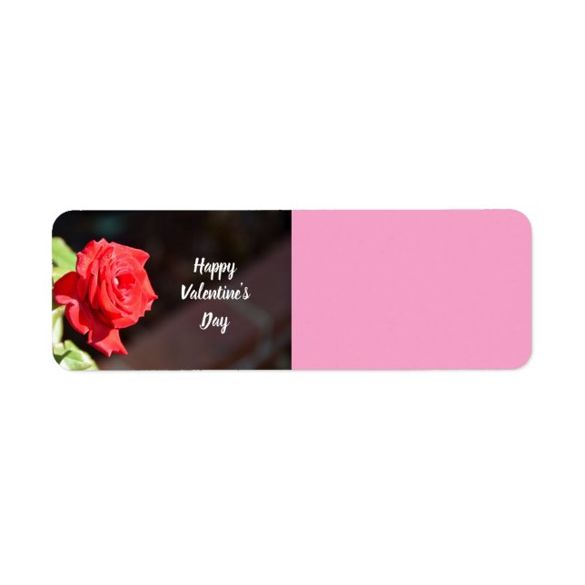 Happy Valentine's Day Rose Return Address Label (Front)