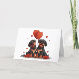 Happy Valentines Day Rottweiler Dogs Holiday Card