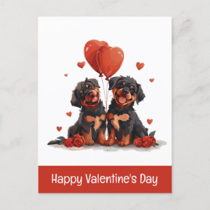 Happy Valentines Day Rottweiler Dogs Holiday Postcard