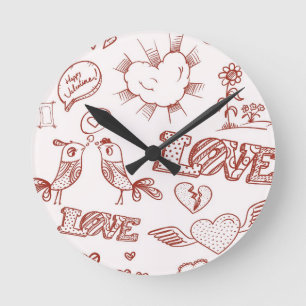 Happy Valentine's Day Round Clock