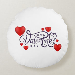 Happy Valentine's Day Round Cushion