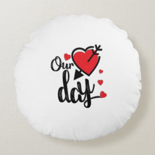 Happy Valentine's Day Round Cushion