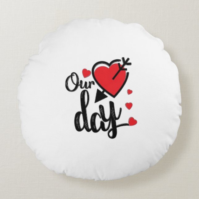 Happy Valentine's Day Round Cushion (Front)