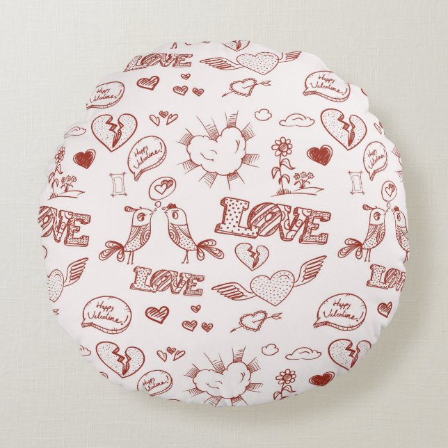 Happy Valentine's Day Round Cushion (Front)