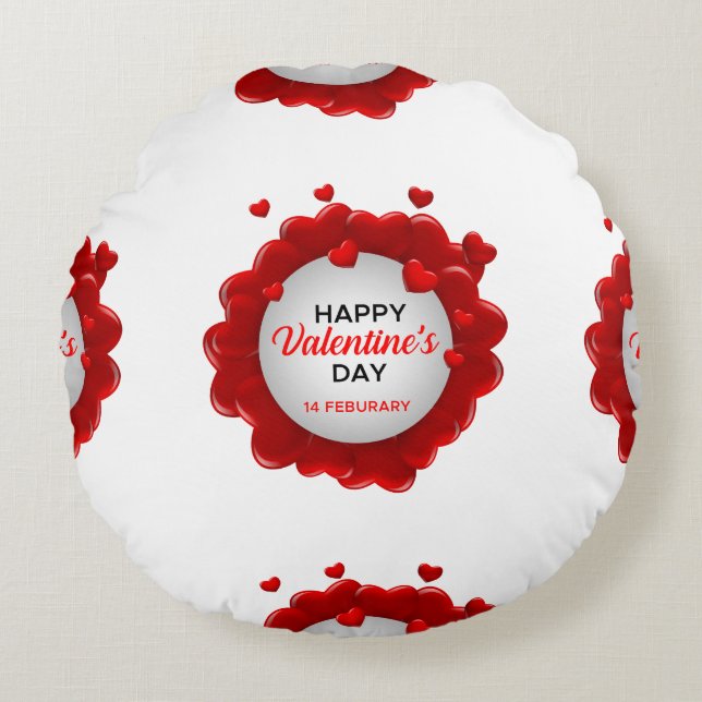 Happy Valentine's Day Round Cushion (Front)