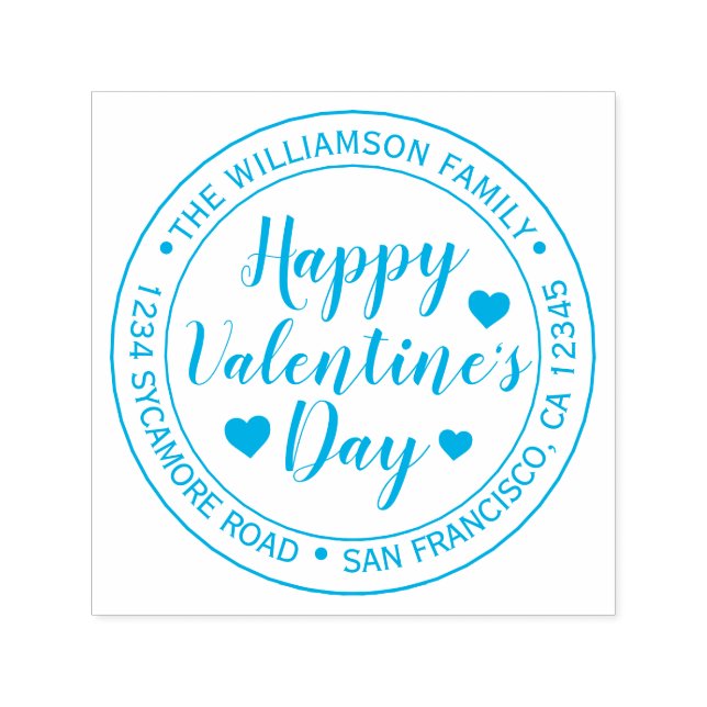 Happy Valentine's Day Round Return Address Self-inking Stamp (Design)