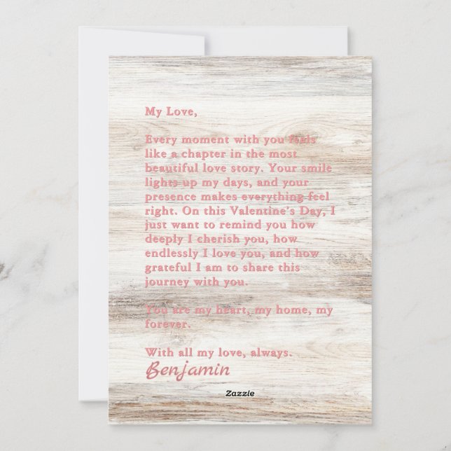 Happy Valentine's Day Rustic Romantic Holiday Card (Back)