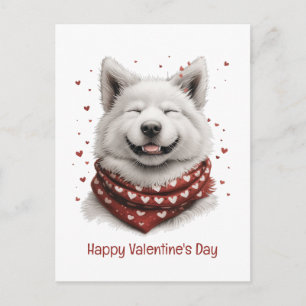 Happy Valentines Day Samoyed Dog Postcard