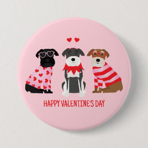 Happy Valentines Day Schnauzer Dogs 7.5 Cm Round Badge