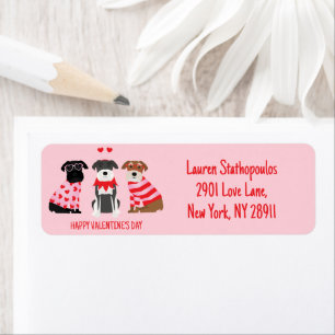Happy Valentines Day Schnauzer Dogs Return Address Label
