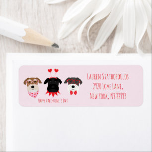 Happy Valentines Day Schnauzer Dogs Return Address Label