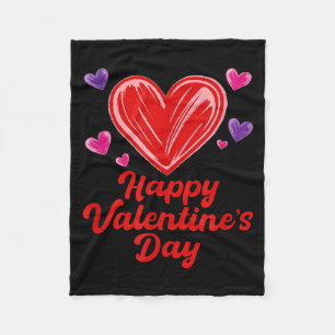 Happy valentine's day scribble hearts fleece blanket
