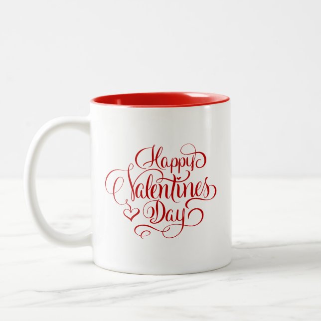 Happy Valentines Day Script Lettered Coffee Mug (Left)