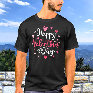 Happy Valentine's Day Script Text Hearts T-Shirt