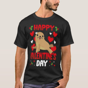 Happy Valentines Day Sea Lion Heart Love Animal T-Shirt
