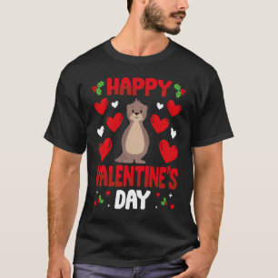 Happy Valentines Day Sea Otter Heart Love Animal L T-Shirt