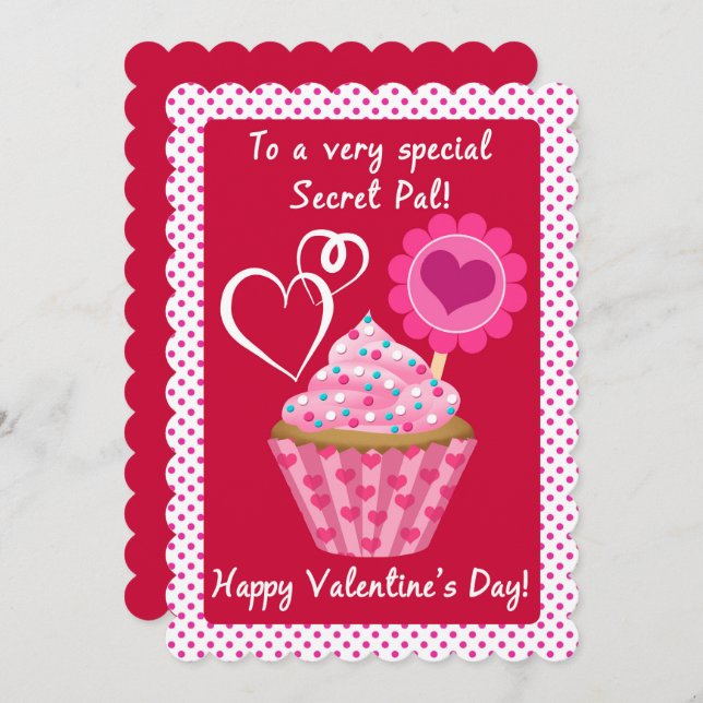 Happy Valentine's Day Secret Pal Cupcake (Front/Back)