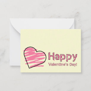 Happy Valentine's Day Set Of 100 Pink Crayon Cards