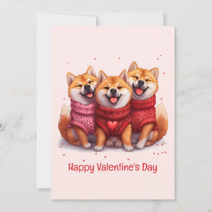 Happy Valentines Day Shiba Inu Dogs Holiday Card