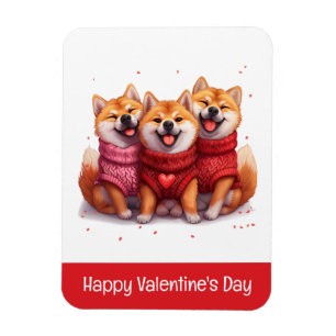 Happy Valentines Day Shiba Inu Dogs Magnet