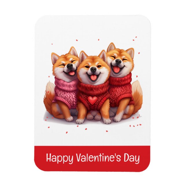 Happy Valentines Day Shiba Inu Dogs Magnet (Vertical)