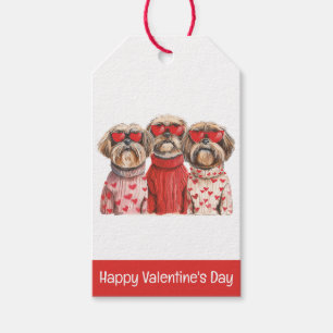 Happy Valentines Day Shih Tzu Dogs Gift Tags