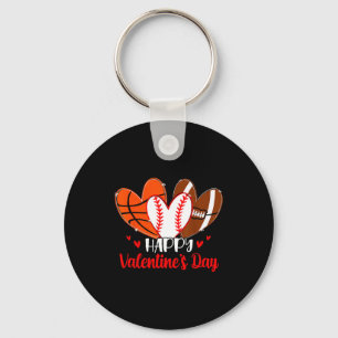 Happy Valentines Day Shirt Boys Basketball Basebal Key Ring