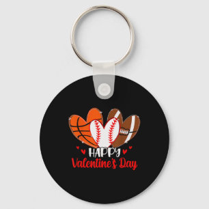 Happy Valentines Day Shirt Boys Basketball Basebal Key Ring