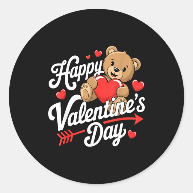 Happy Valentines Day Shirts Women Cute Valentine  Classic Round Sticker (Front)