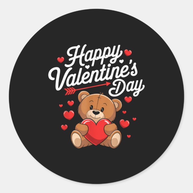 Happy Valentines Day Shirts Women Cute Valentine  Classic Round Sticker (Front)