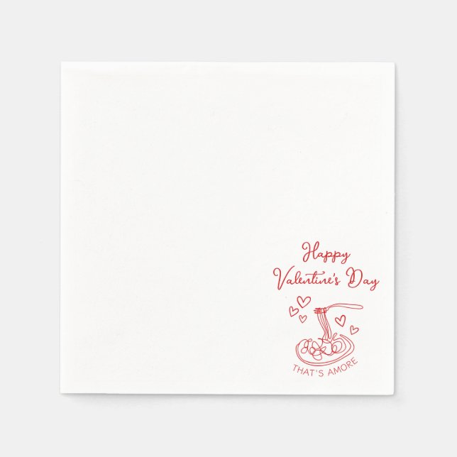 Happy Valentine's Day Simple That's Amore Red Napkin (Front)
