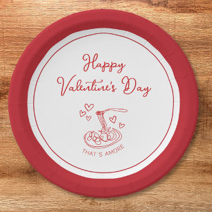 Happy Valentine's Day Simple That's Amore Red Paper Plate