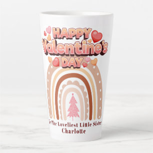 Happy Valentine's Day Sister pesonalized Rainbow Latte Mug