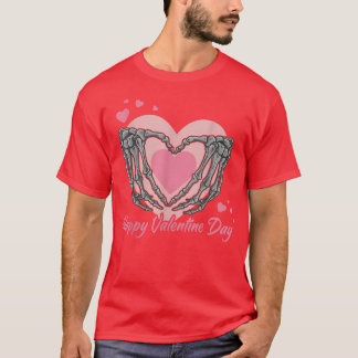 Happy Valentine's Day Skeleton Hand Heart Love Mat T-Shirt