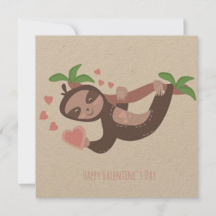 Happy Valentine's Day Sloth Hearts Illustration  C Card