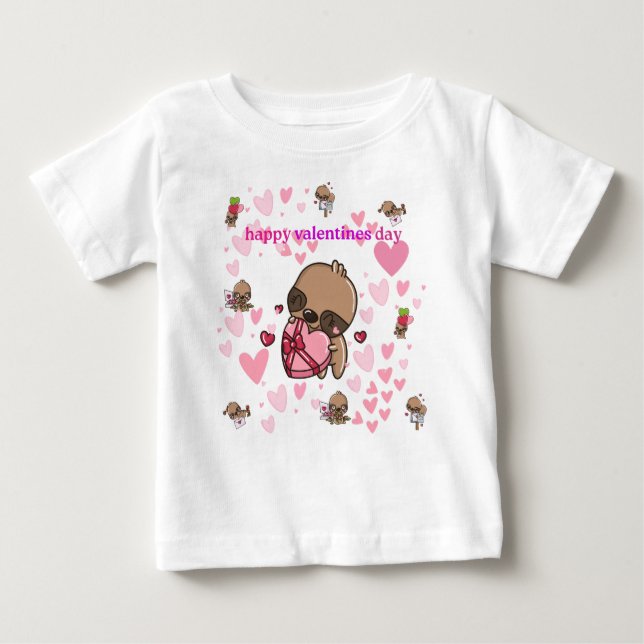 Happy Valentine's Day Sloth Kids T-Shirt (Front)