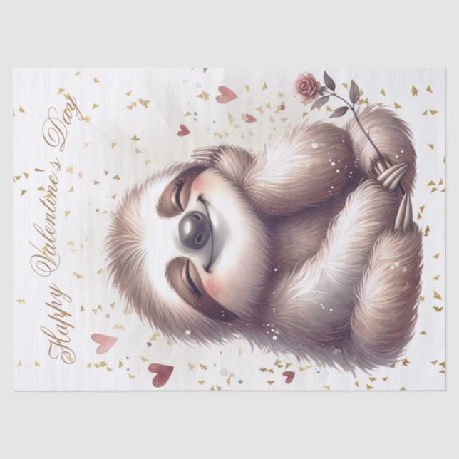 Happy Valentine's Day Sloth Tissue Paper (Front)