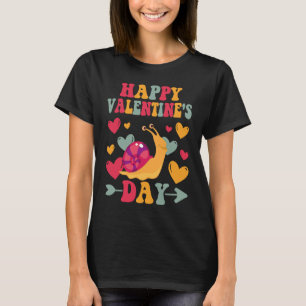 Happy Valentines Day Snail Heart Love Groovy T-Shirt