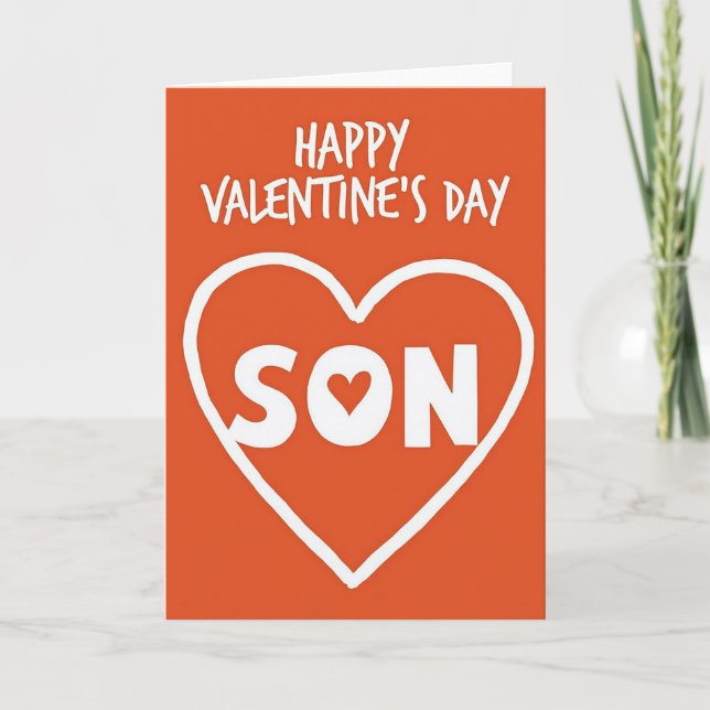 Happy Valentines Day Son Heart Card (Front)