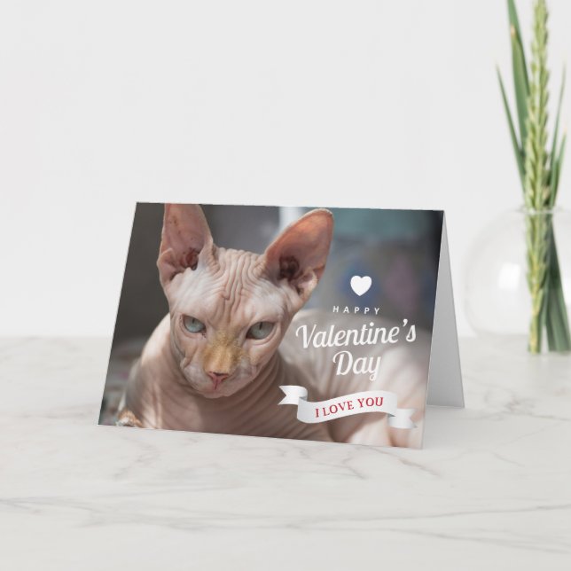 Happy Valentine's Day | Sphynx Hairless Cat Card (Front)