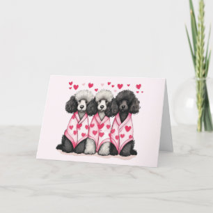 Happy Valentines Day Standard Poodle Dogs Holiday Card