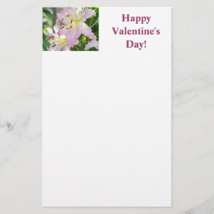 Happy Valentine's Day! stationery Pink Lily Flower