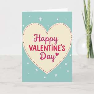 Happy Valentines Day Stitched Heart Card
