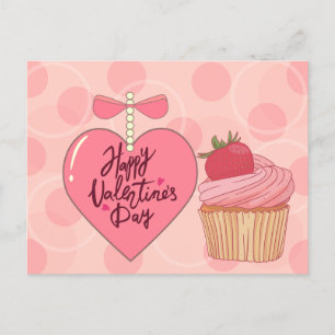 Happy Valentine's Day Strawberry Cupcake Postcard