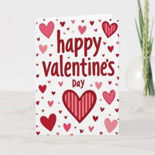 Happy Valentines Day Striped Heart Card